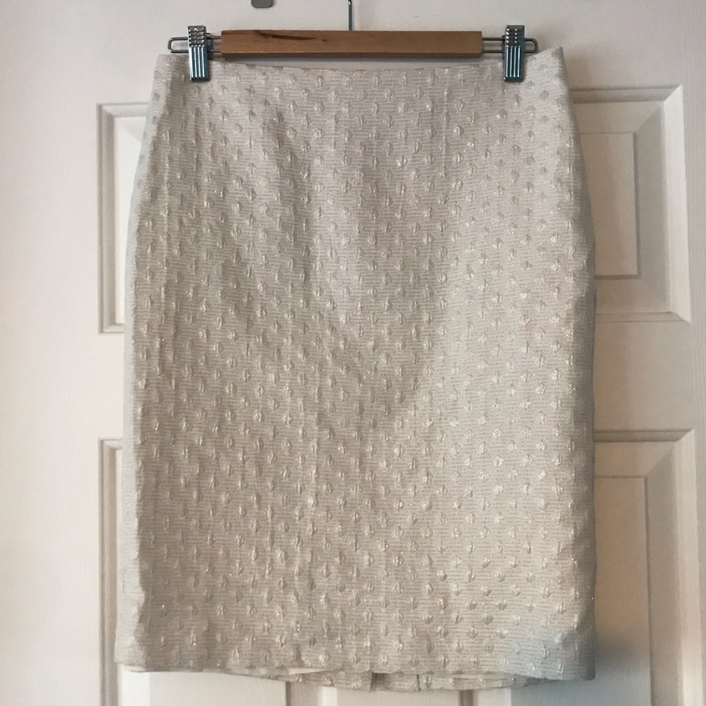 Silver Brocade Ann Taylor Factory Pencil Skirt